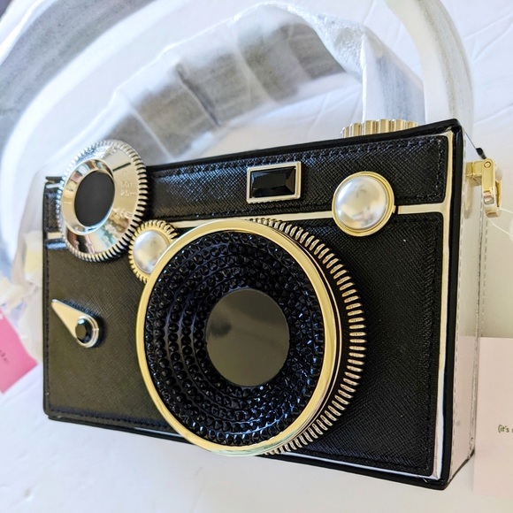kate spade Handbags - Kate Spade Novelty Clic 3D Camera Bag Metallic Leather Clutch Crossbody
